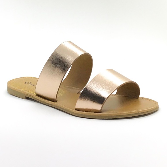 LAST PAIR🚨 Rose Gold Two Band Slides - Picture 2 of 5